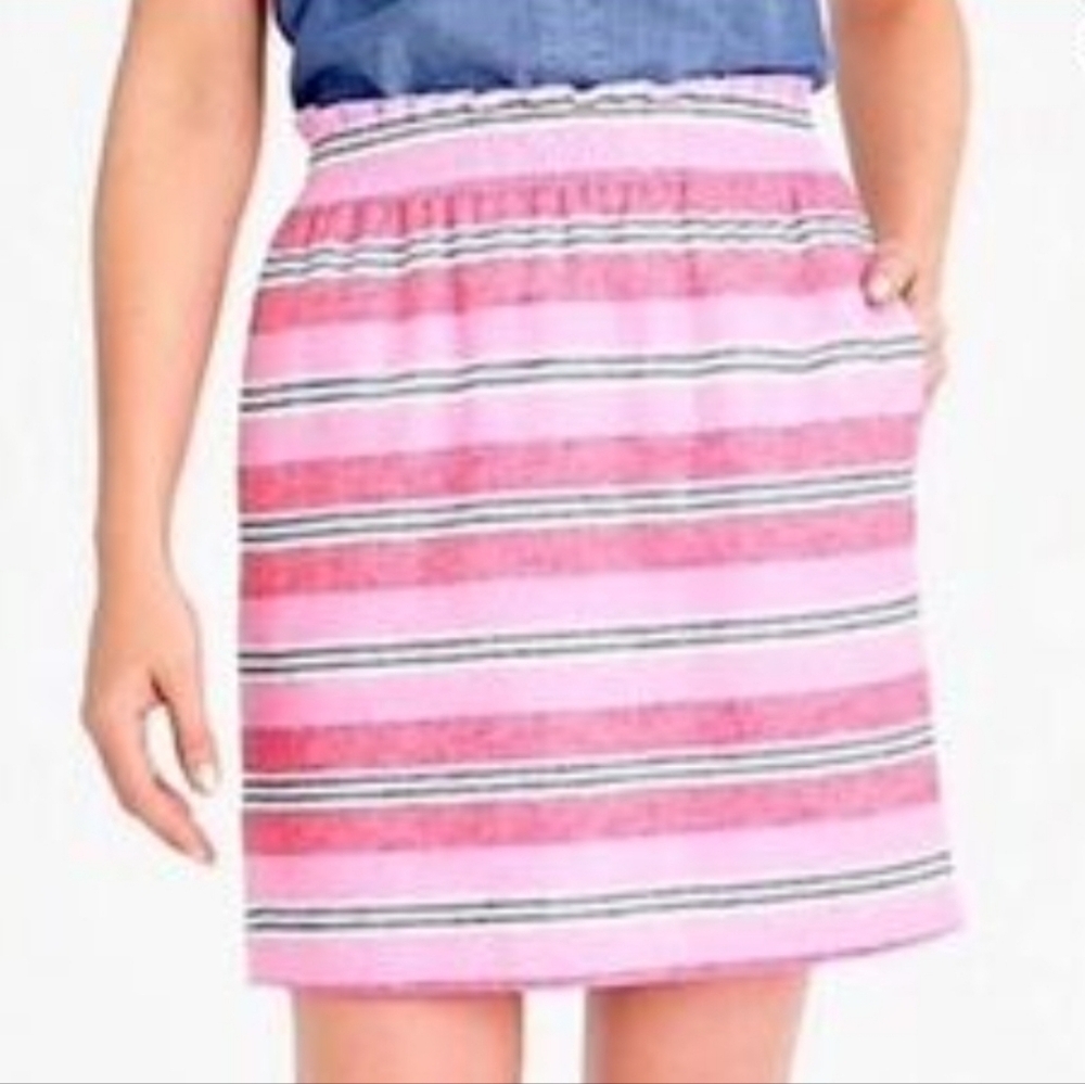 J Crew Mixed-Stripe Linen-Cotton Sidewalk Mini Skirt